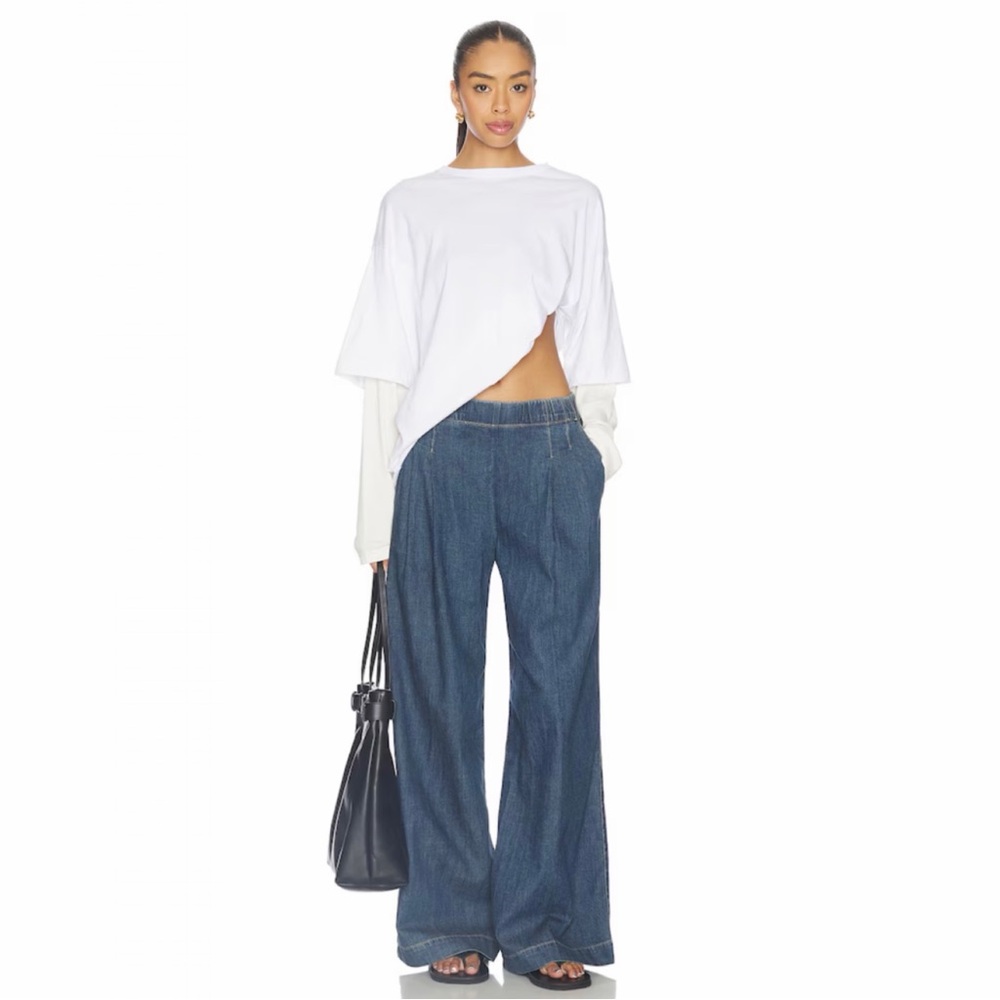 New w/ Tags James Perse Pleated Denim Pull On Pants size M